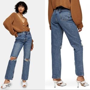 NWT Topshop Ripped High Waist Dad Jeans
